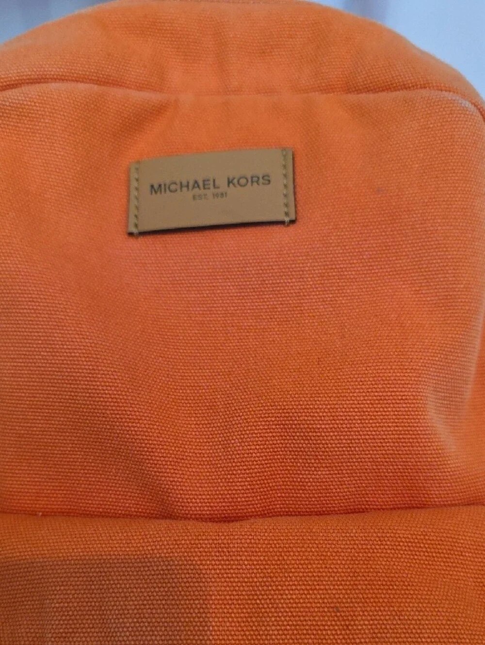 Michael Kors Orange Canvas Backpack with Brown Leather Trim